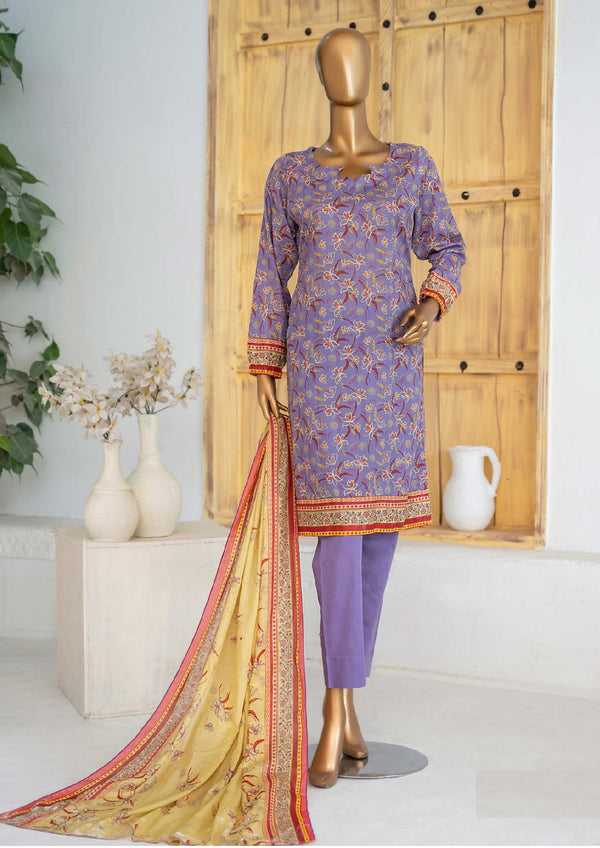 3 Piece - Digital Printed Luxury Lawn.