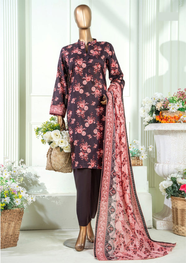 3 Piece – Printed Bana Dora Lawn Suit.