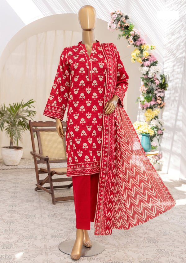 3 Piece – Printed Bana Dora Lawn Suit.