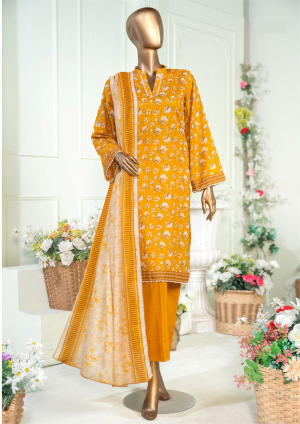 3 Piece – Printed Bana Dora Lawn Suit.