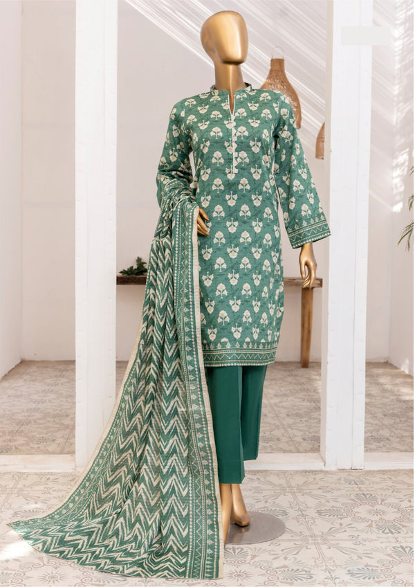 3 Piece – Printed Bana Dora Lawn Suit.