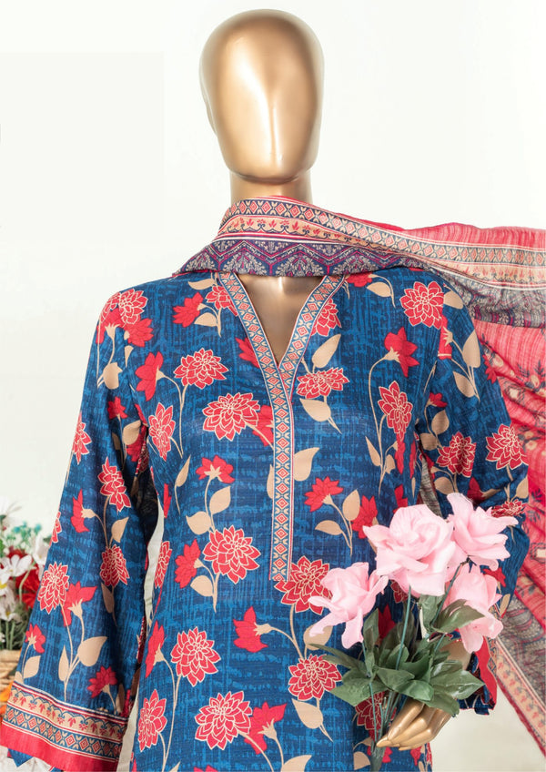 3 Piece – Printed Bana Dora Lawn Suit.