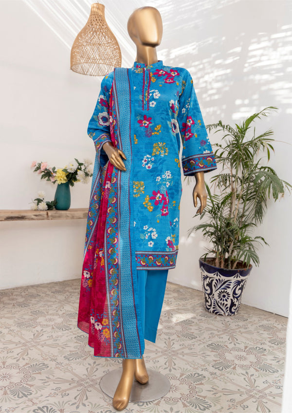 3 Piece – Printed Bana Dora Lawn Suit.