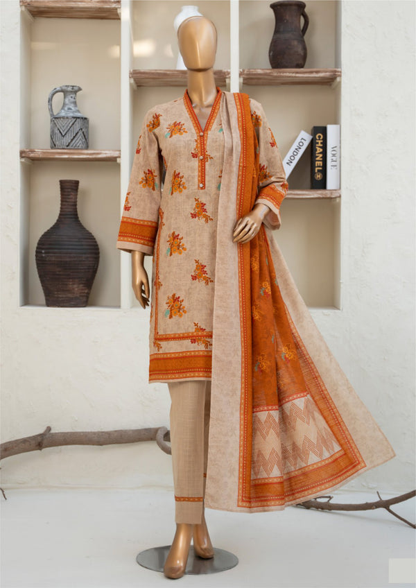 3 Piece - Printed Khaddar Suit.