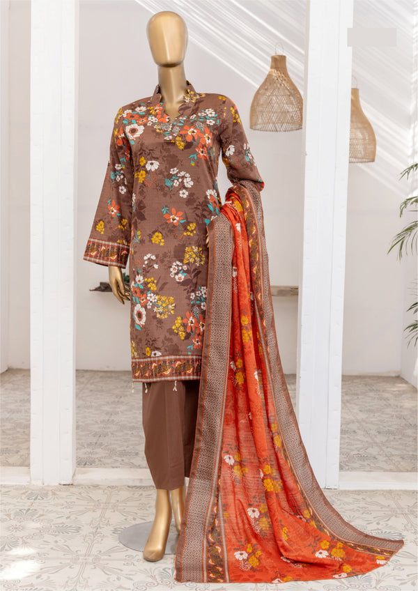 3 Piece – Printed Bana Dora Lawn Suit.