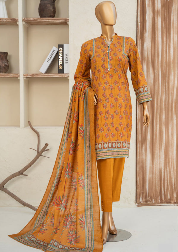 3 Piece - Printed Khaddar Suit.