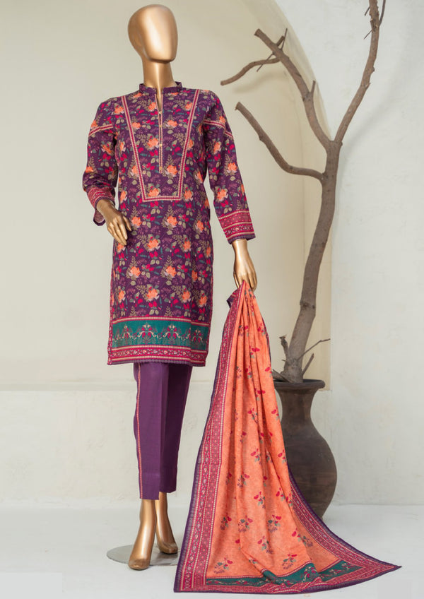 3 Piece - Printed Khaddar Suit.