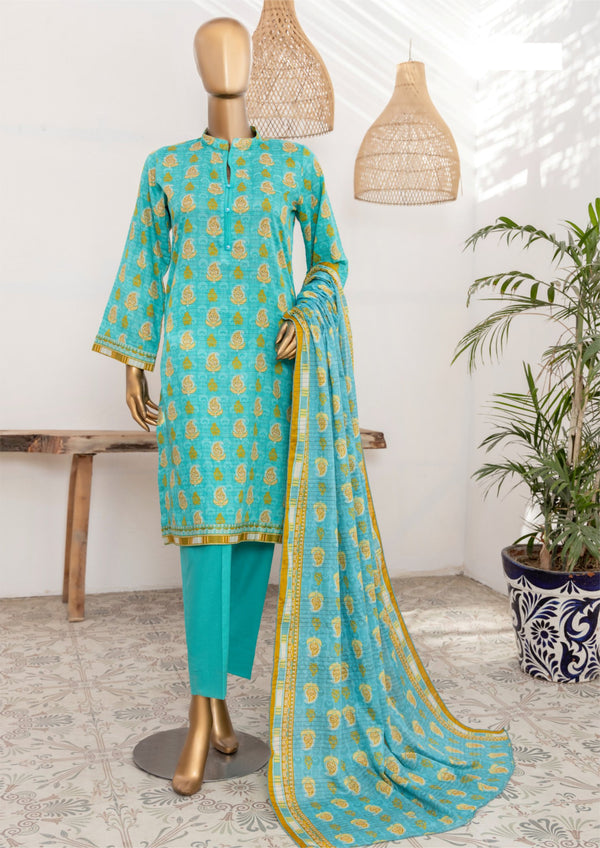 3 Piece – Printed Bana Dora Lawn Suit.